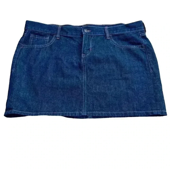 OLD NAVY DENIM MINI SKIRT•SIZE 14• DARK BLUE• - Picture 2 of 7